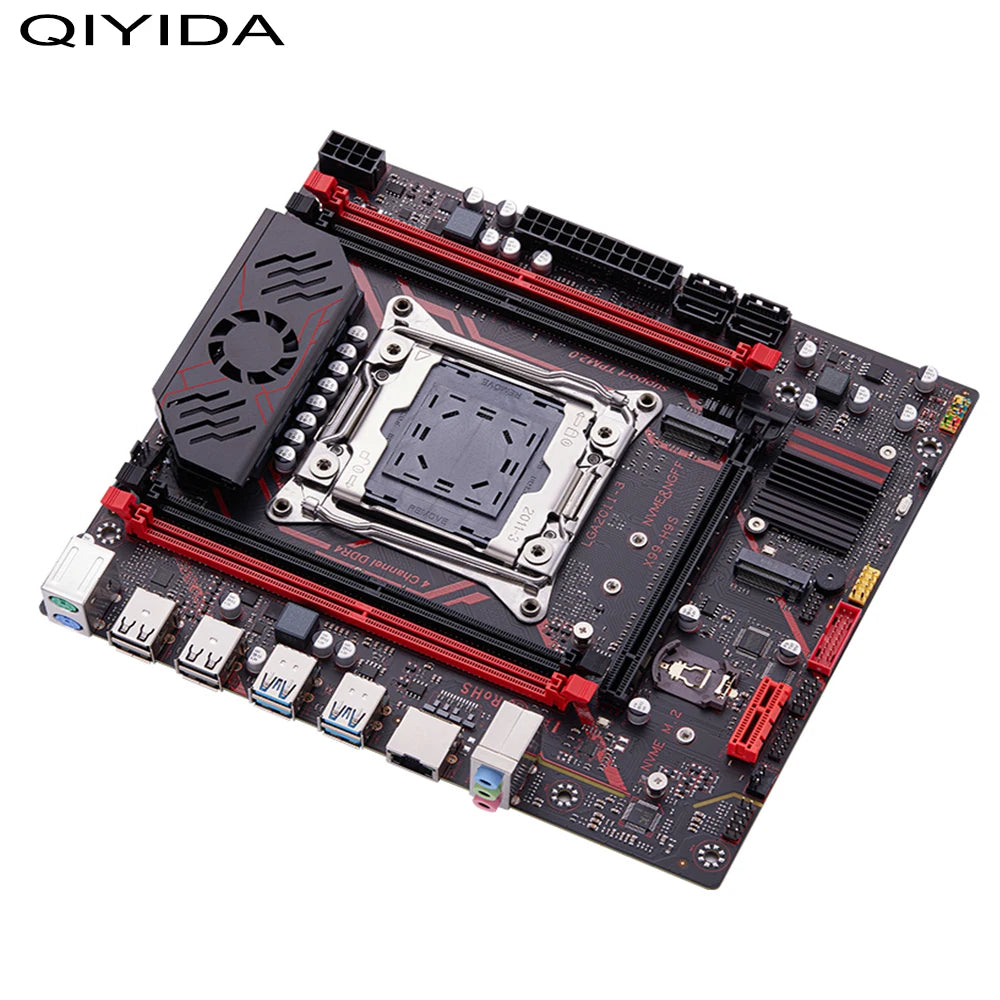 QIYIDA X99 H9S Motherboard Set Kit With LGA2011-3 Xeon E5 2630 V4 CPU DDR4 16GB REG ECC memory M.2 TPM 2.0 Interface 4 channels