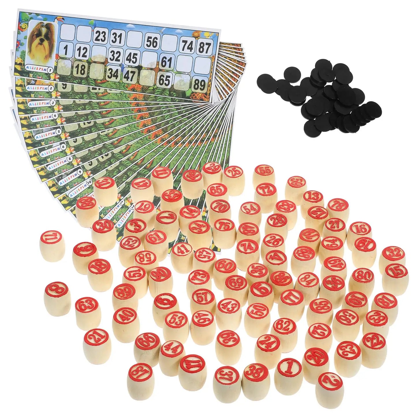 1 set Wooden Number Chess Pieces Family Interactive Party Game Russian Lotto Travel Toys Bingo Game Set Party Bingo Game Props