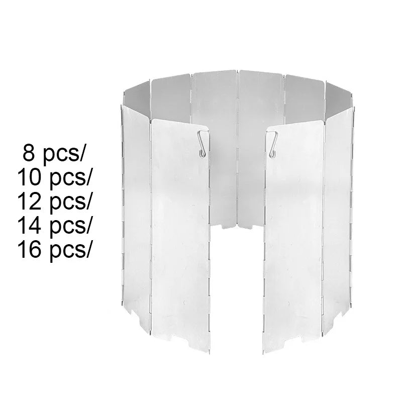 8/9/10/12/14/16 Plates Gas Stove Wind Shield Outdoor Camping Picnic Cooking Burner Windproof Screen Aluminum Alloy Wind Screen