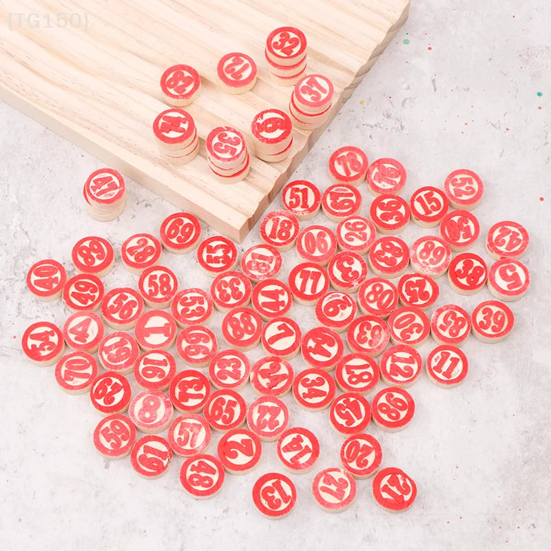 90pcs Deluxe Wooden Replacement Plates For Bingo Lotto Numbers Game, Ideal Gift For Friends Family