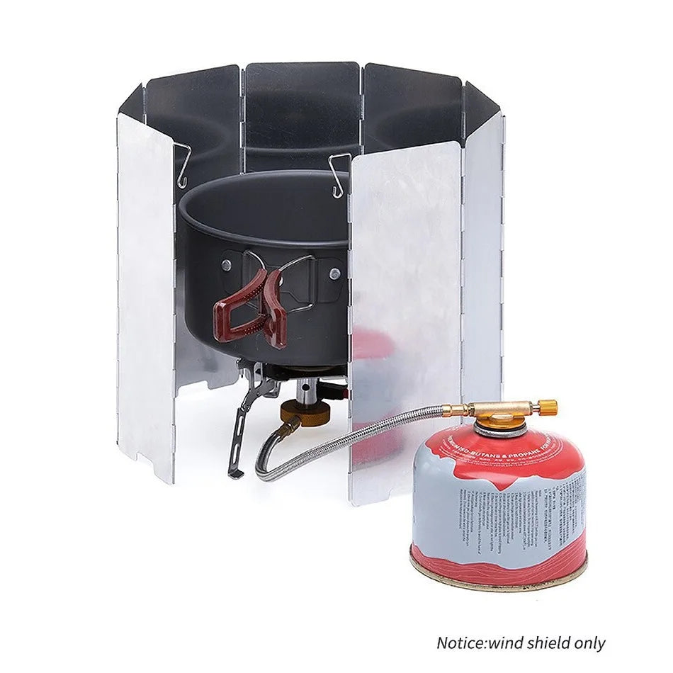 8/9/10/12/14/16 Plates Gas Stove Wind Shield Outdoor Camping Picnic Cooking Burner Windproof Screen Aluminum Alloy Wind Screen
