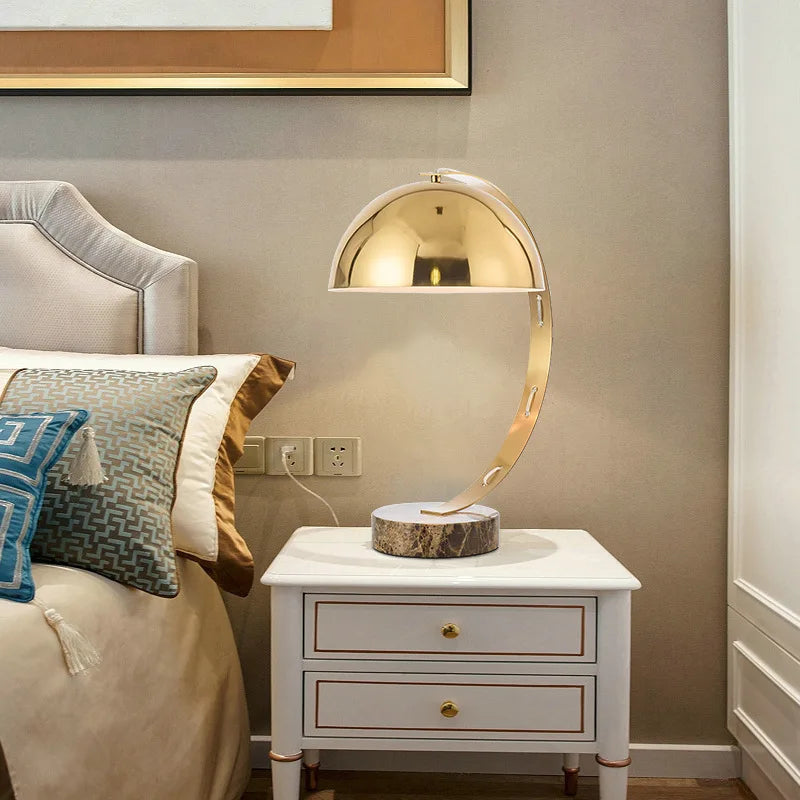 American hardware electroplated marble base desk lamp living room modern study creative model room